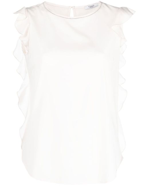 Peserico ruffle-trim sleeveless blouse