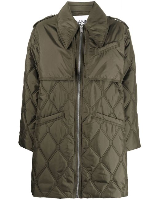 Ganni recycled polyester quilted coat
