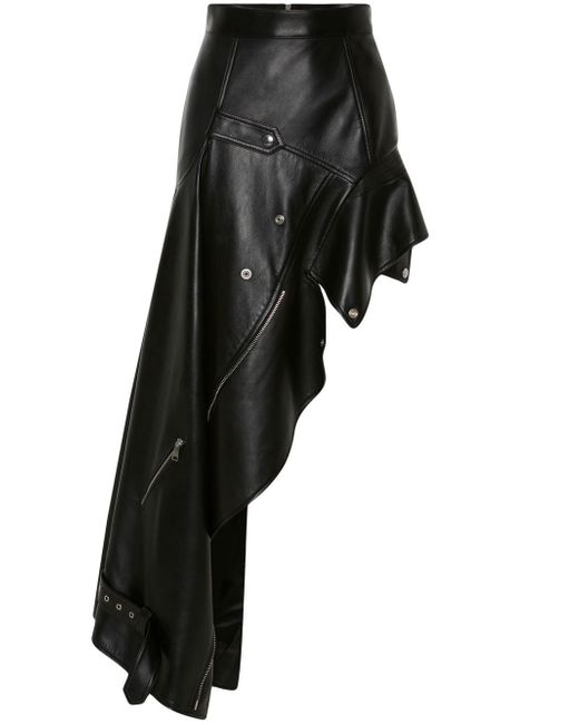 Alexander McQueen asymmetric leather maxi skirt