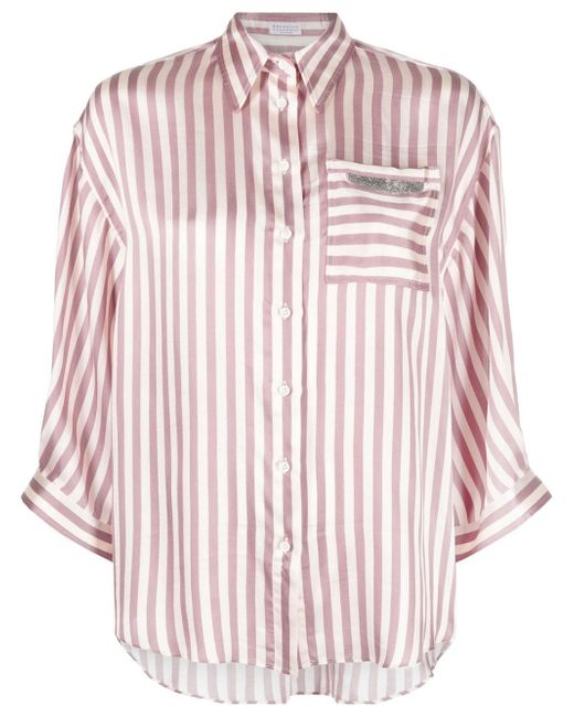 Brunello Cucinelli striped button-up blouse