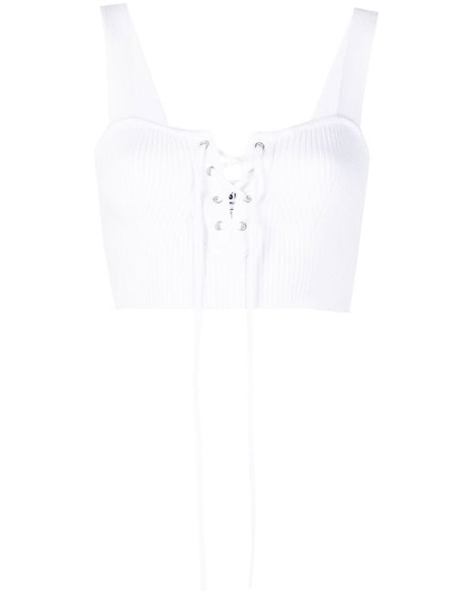 Msgm cropped lace-up top