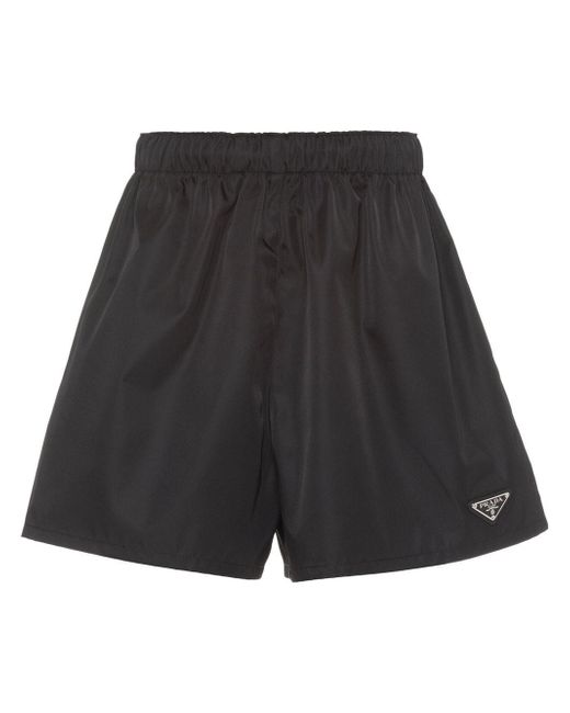 Prada enamelled-logo re-nylon shorts