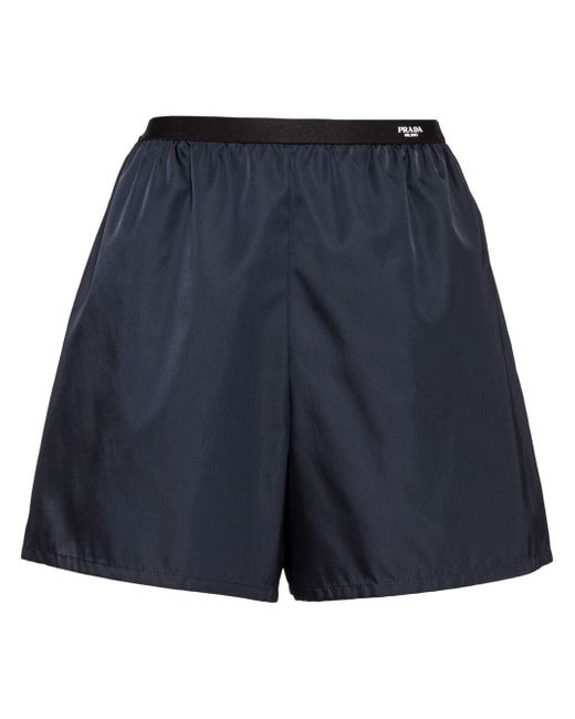 Prada logo-waist re-nylon shorts