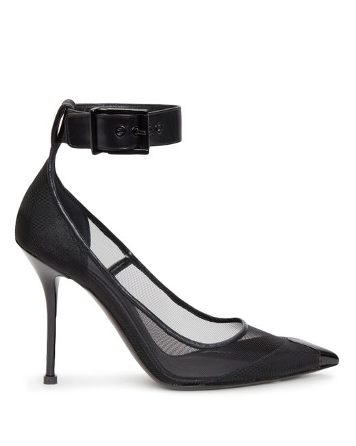 Alexander McQueen mesh-panelling pointed-toe pumps