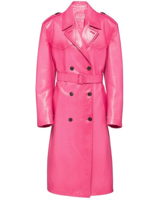 Prada leather double-breasted trench-coat