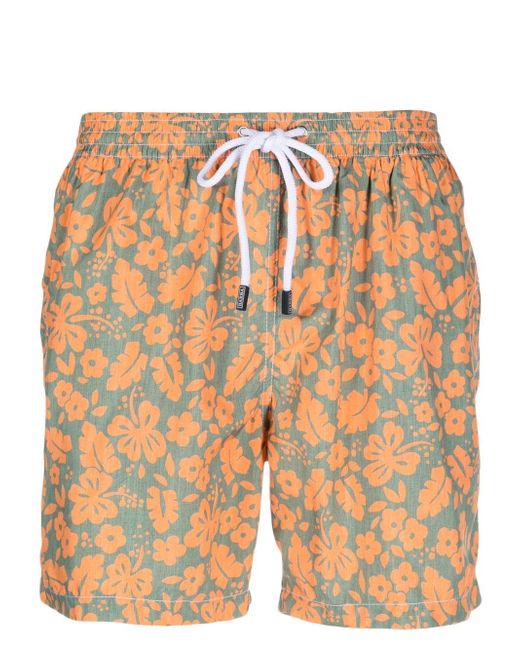 Barba floral-print drawstring swim shorts