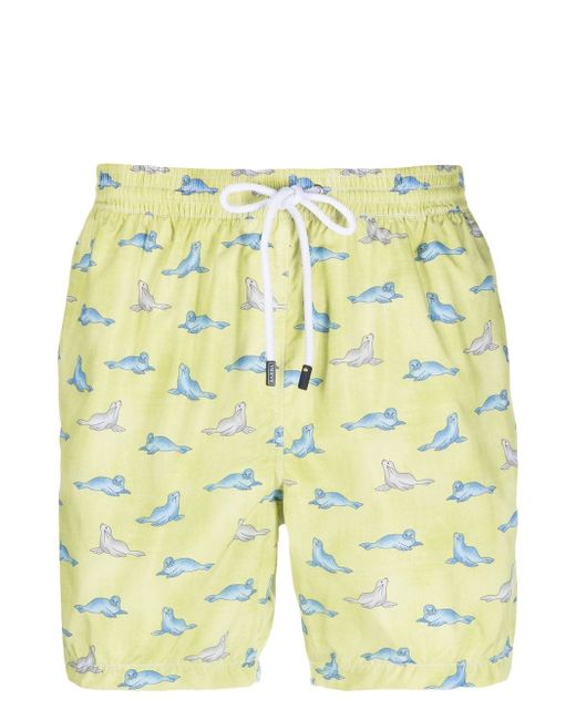 Barba animal-pattern drawstring swim shorts