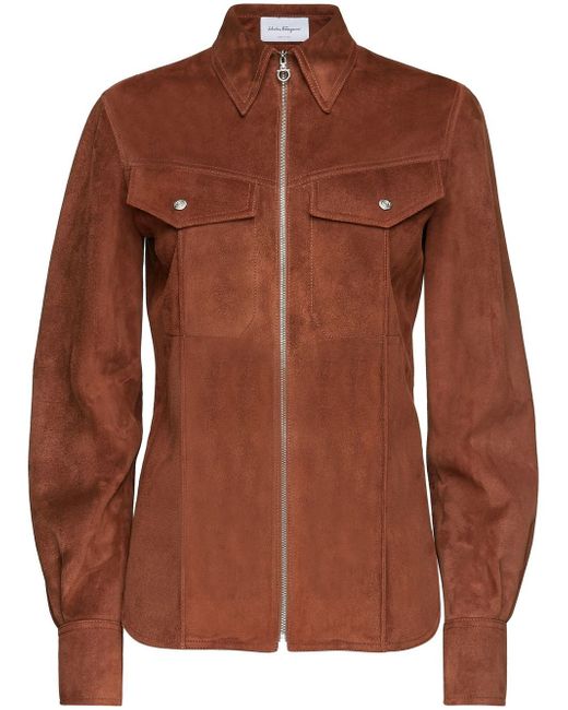Ferragamo suede zipped shirt jacket