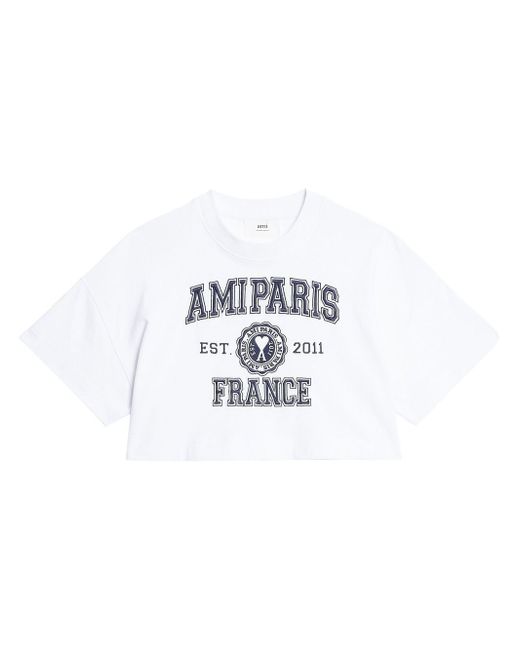AMI Alexandre Mattiussi logo-print cropped T-shirt