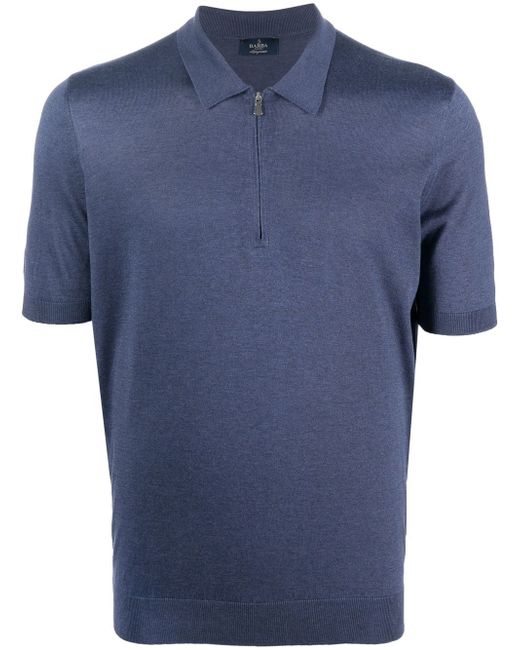 Barba zip-front short-sleeved polo shirt