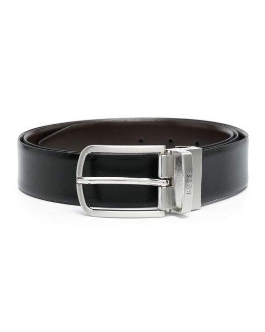 Boss engraved-logo leather belt
