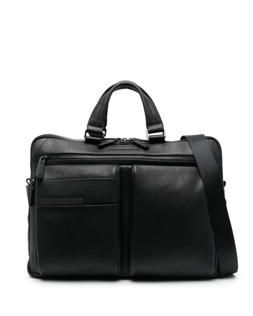 Piquadro logo lettering leather briefcase