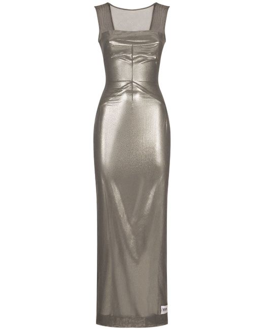 Dolce & Gabbana metallic-finish ankle-length dress