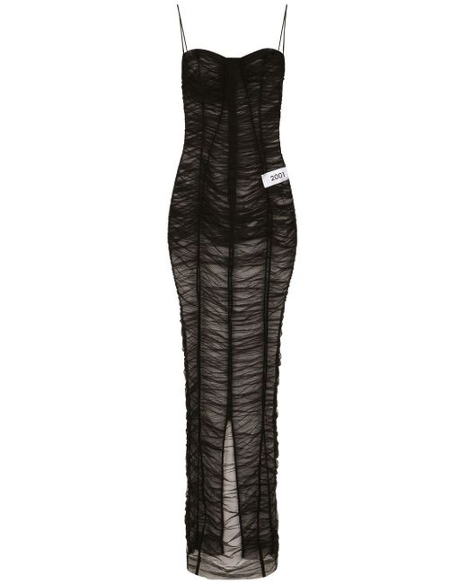 Dolce & Gabbana gathered-detail sheer maxi dress