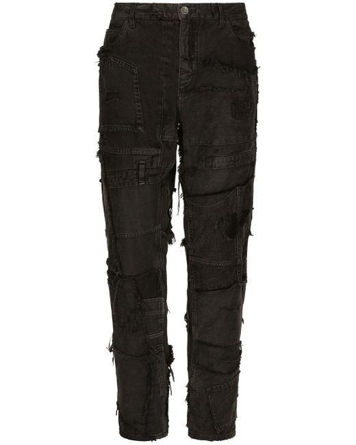 Dolce & Gabbana patchwork-design tapered jeans