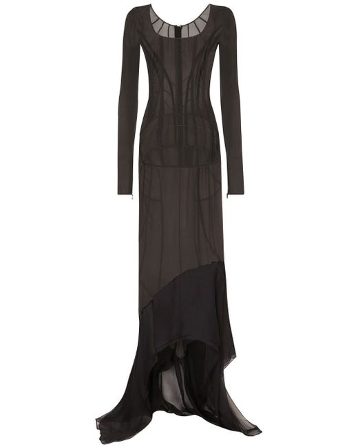 Dolce & Gabbana asymmetric sheer floor-length dress