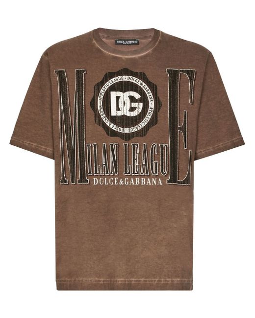 Dolce & Gabbana logo-print washed-finish T-shirt