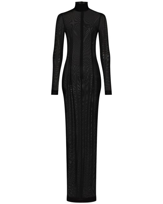 Dolce & Gabbana high-neck sheer floor length dress