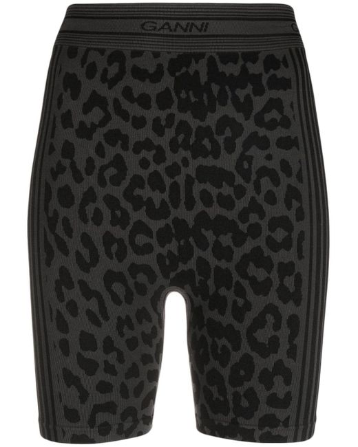 Ganni leopard-print bike shorts