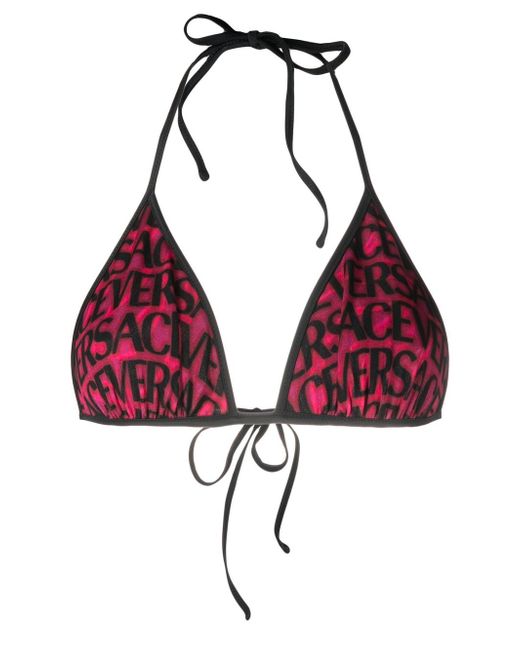 Versace logo-print bikini top