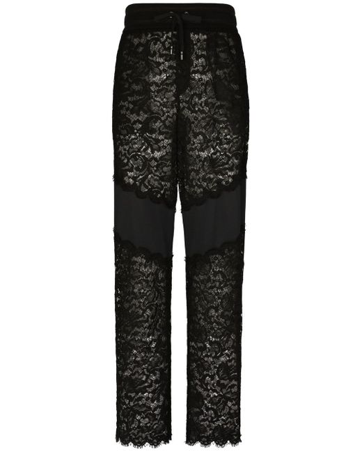 Dolce & Gabbana lace-trim straight-leg trousers