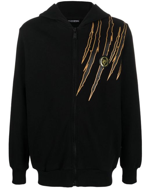 Plein Sport scratch-print zipped hoodie