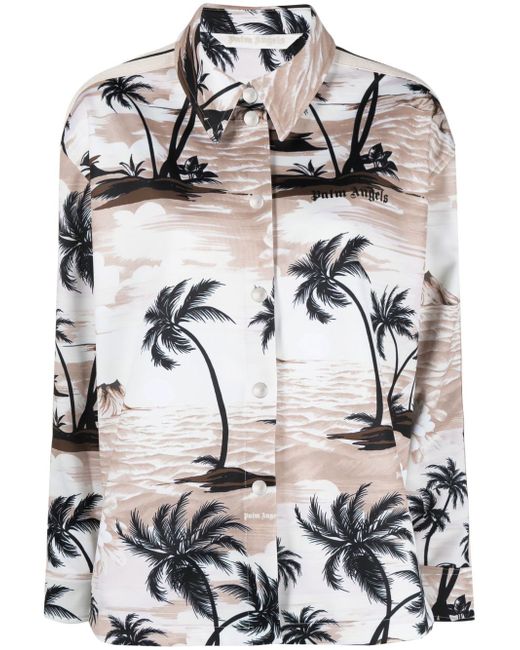 Palm Angels tropical-print long-sleeve shirt