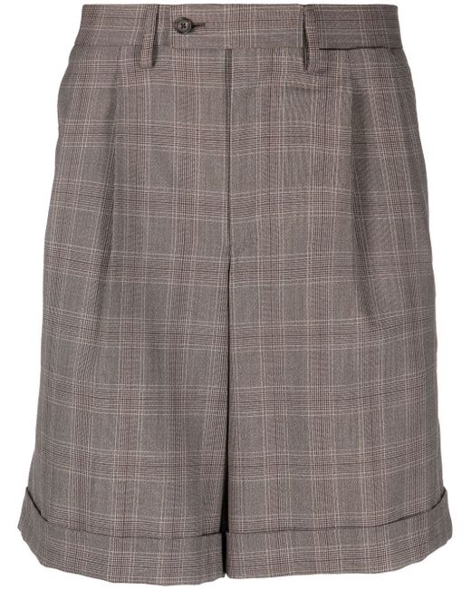 Caruso check-pattern wool tailored shorts