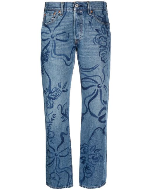Collina Strada floral-print straight-leg jeans