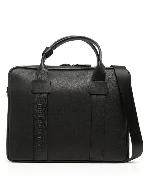 Karl Lagerfeld debossed-logo leather briefcase