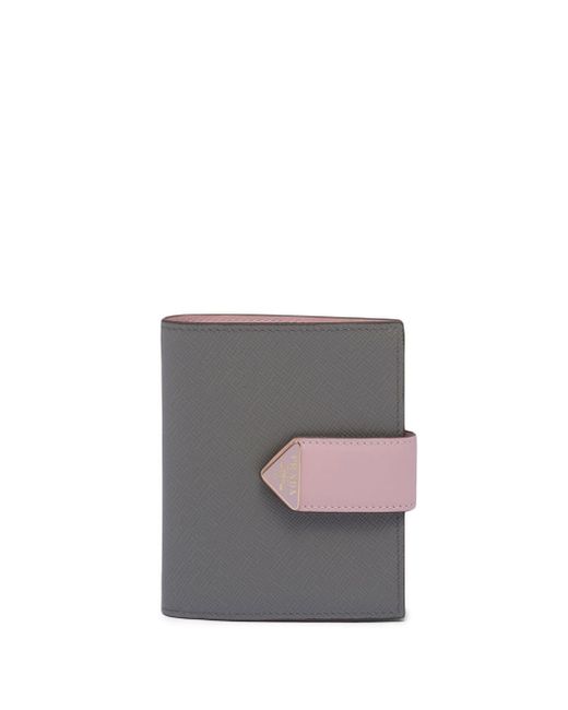 Prada triangle-logo two-tone wallet