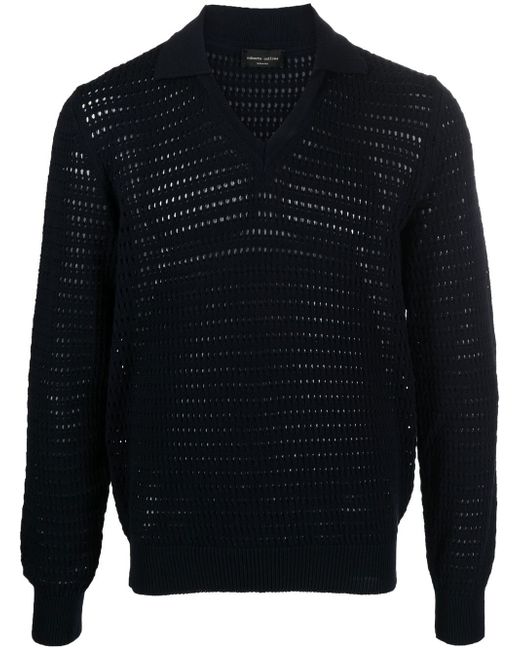 Roberto Collina perforated-knit V-neck jumper