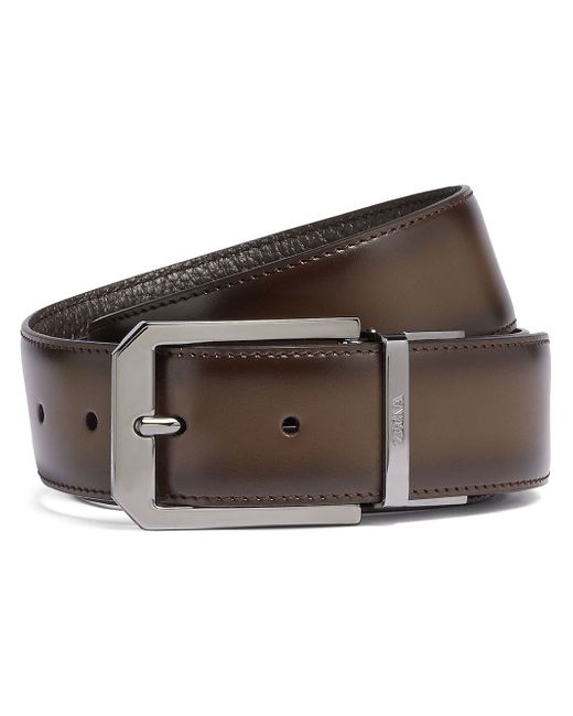 Z Zegna grained leather reversible belt