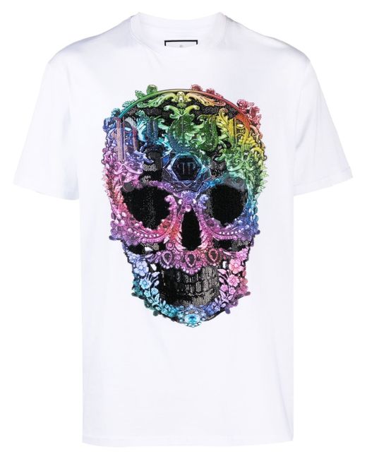 Philipp Plein rhinestone-embellished skull-print T-shirt