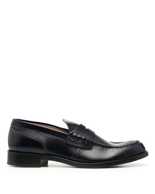 college texture-detail leather loafers