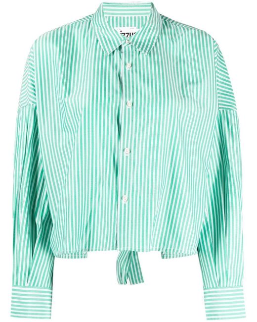 Izzue open-back vertical-stripe shirt