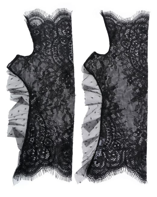Parlor lace ruffle-trim fingerless gloves