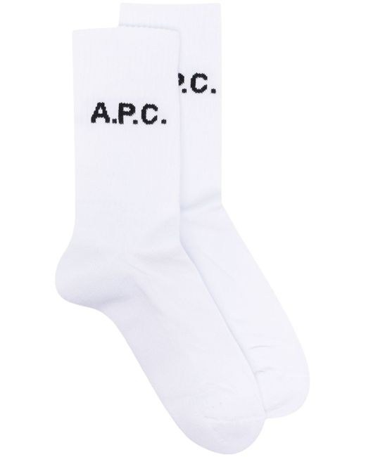 A.P.C. Sky H logo socks
