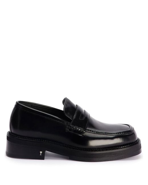 AMI Alexandre Mattiussi square-toe patent-leather loafers