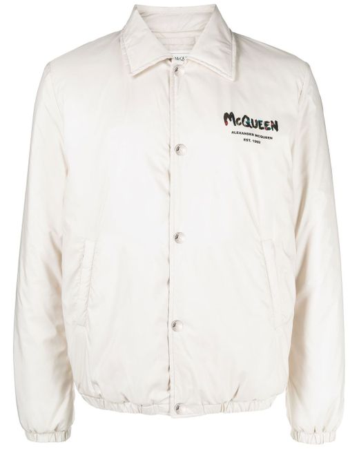 Alexander McQueen logo-print shirt bomber jacket