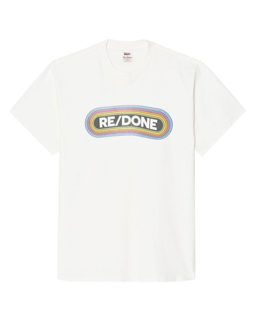 Re/Done logo-print Rainbow T-shirt