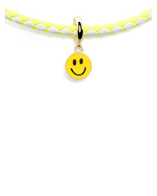Lauren Rubinski 14kt yellow gold smiley face cord necklace