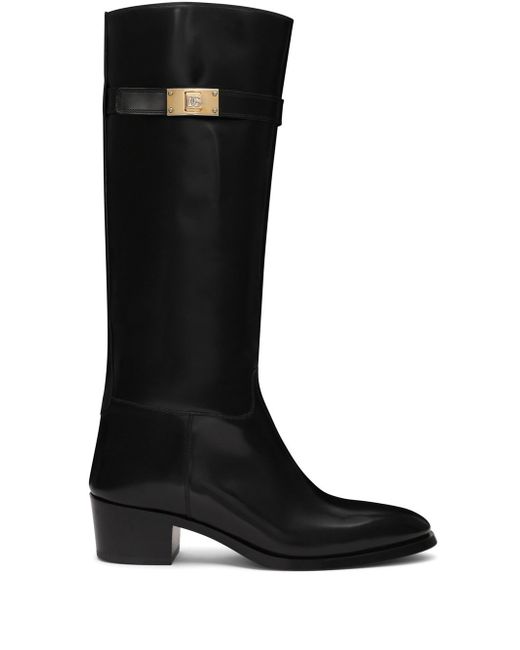 Dolce & Gabbana logo-buckle mid-calf boots