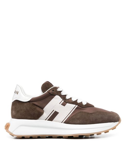Hogan H641 suede-panel trainers