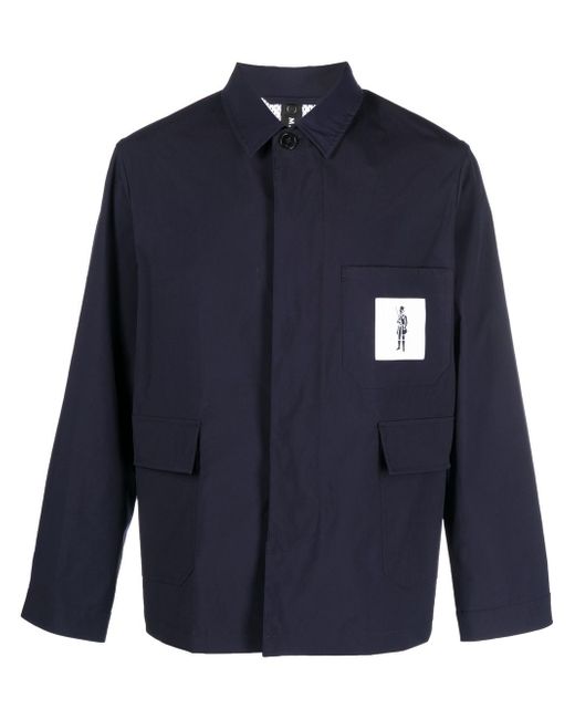 Mackintosh logo-patch shirt jacket