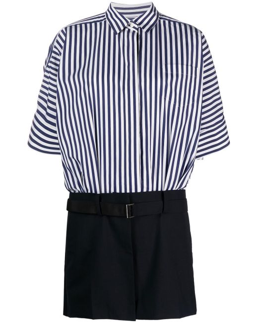 Sacai striped-panelled shirt dress