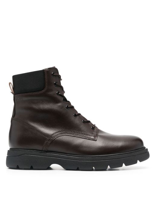 Boss lace-up calf leather boots