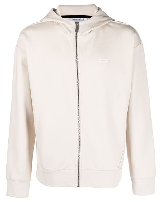 Calvin Klein logo-patch zip-up hoodie