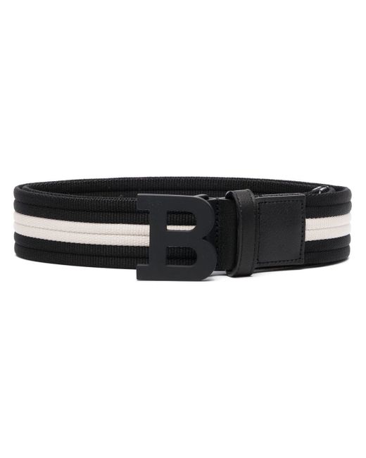 Bally logo-buckle striped belt