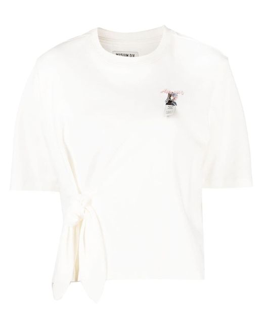 Musium Div. tie-gathered-detail cotton T-shirt